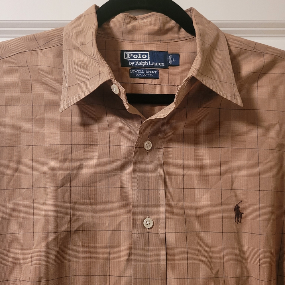 Vintage Polo Ralph Lauren Lowell Sport Shirt Men's Size Large Button Up Brown